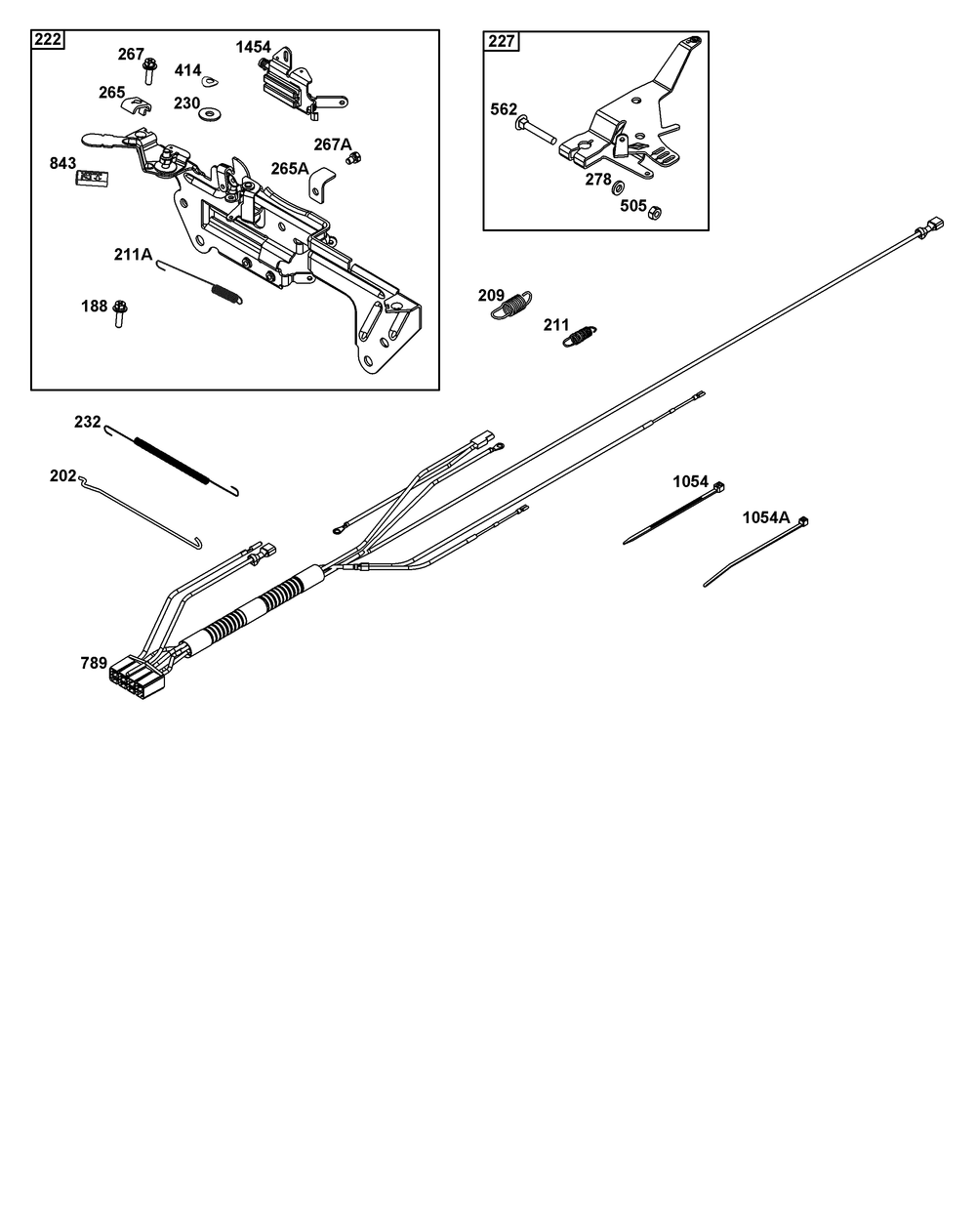 Controls Group Diagram and Parts List for 542477-0007-J1 400000 - 699999 Briggs and Stratton Engine